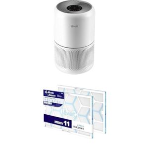 LEVOIT Air Purifier for Home,Core300-P, White + LEVOIT 16x25x1 AC Furnace Air Filter, MERV 11, 6-Month Pleated 1-Inch Air Filter, 2 Pack