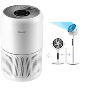 LEVOIT Air Purifier for Home Allergies Pets Hair in Bedroom & LEVOIT Standing Fan for Bedroom, 82ft CirculAir 120° Oscillating Fan