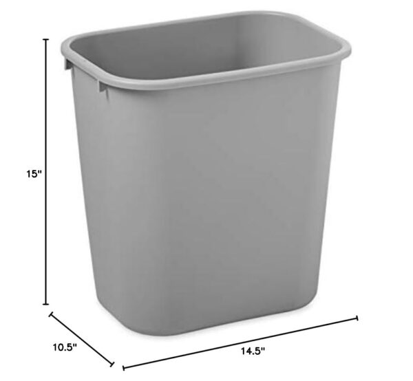 Rubbermaid Commercial Products Wastebasket/Trash Can, 7-Gallon/28-Quart, Gray, Plastic, for Bedroom/Bathroom/Office, Fits Under Desk/Sink/Cabinet, Pack of 12 - Image 5