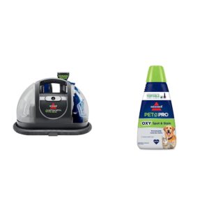 Bundle of Bissell Little Green Pet Deluxe Portable Carpet Cleaner, 3353 + BISSELL® PET PRO OXY Spot & Stain Formula for Portable Carpet Cleaners, 32 oz, 2034