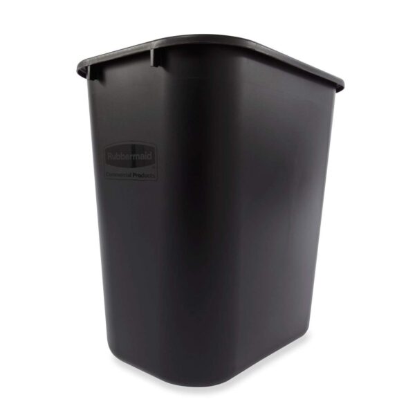 Rubbermaid Commercial Products Wastebasket/Trash Can, 7-Gallon/28-Quart, Black, Plastic, for Bedroom/Bathroom/Office, Fits Under Desk/Sink/Cabinet, Pack of 4 - Image 2