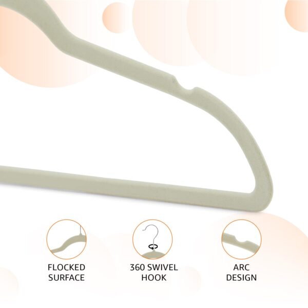 Amazon Basics Slim, Velvet, Non-Slip Suit Clothes Hangers, Ivory/Beige- Pack of 30 - Image 2
