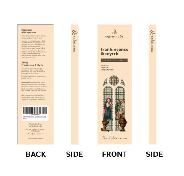 Calmveda Church Frankincense and Myrrh Incense - (80 Sticks) Charcoal Free Incense, Made from upcycled Flowers | Used as Spiritual Healing Incense in Church (Handmade Olibanum Incense) - Image 6