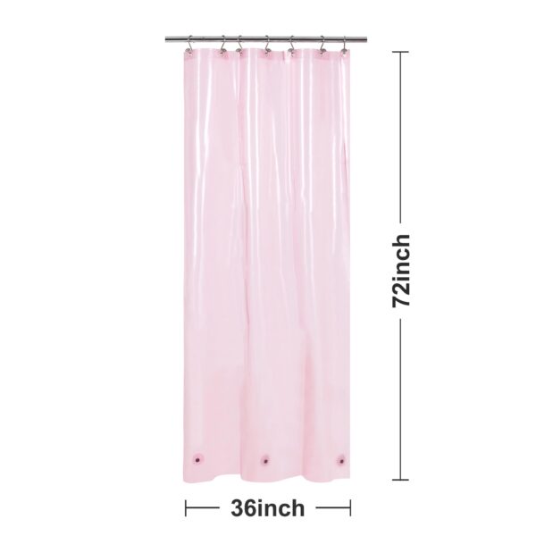 Barossa Design Clear Pink Stall Shower Curtain Liner with 3 Magnets - 36" x 72" Waterproof Lightweight PEVA Plastic Narrow Shower Liner for Small Bathroom, Metal Grommets - Clear Pink - Image 7