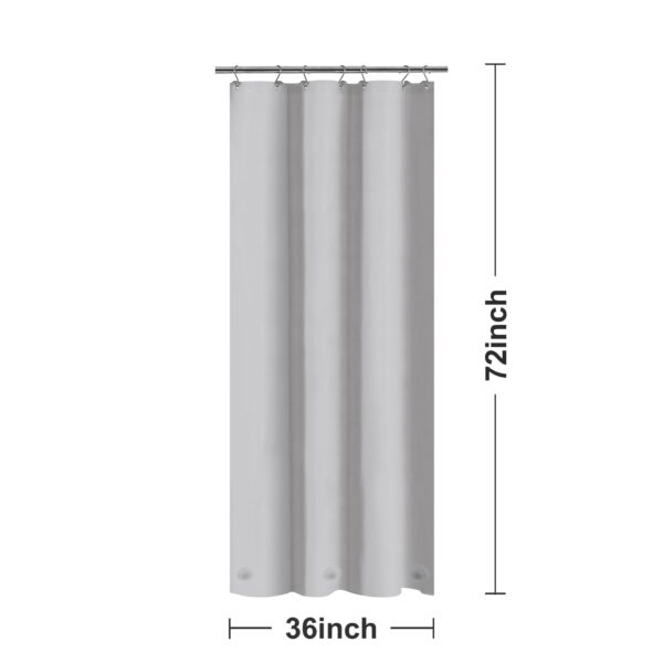 Barossa Design Silver Gray Stall Shower Curtain Liner with 3 Magnets - 36" x 72" Waterproof PEVA Plastic Narrow Shower Liner Lightweight for Small Bathroom, Metal Grommets - Gray Silver - Image 6