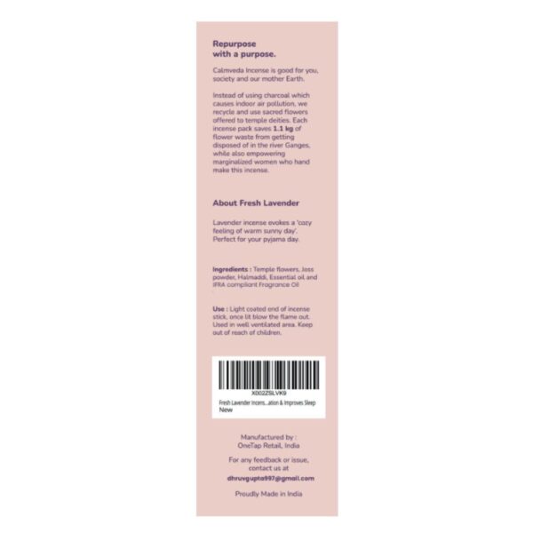 Fresh Lavender Incense for Calming - 80 Charcoal Free Incense Sticks, Made from Upcycled Flowers | Organic Incense Sticks Non Toxic | Use for Relaxation & Improves Sleep - Image 8