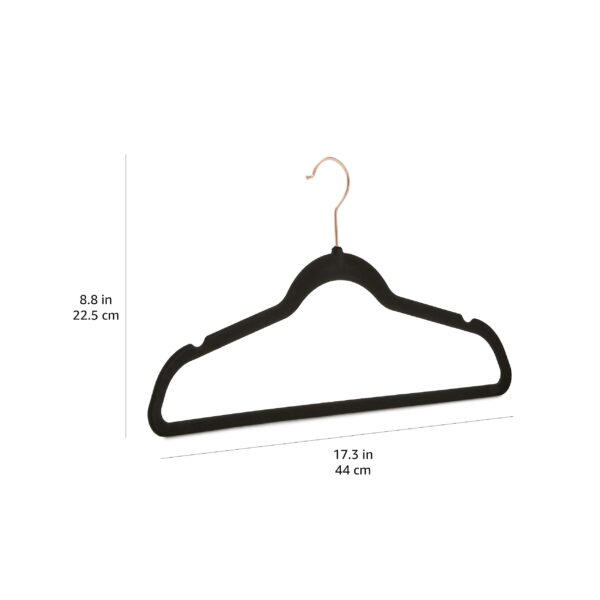 Amazon Basics Slim, Velvet, Non-Slip Suit Clothes Hangers, Black/Rose Gold - Pack of 50 - Image 4