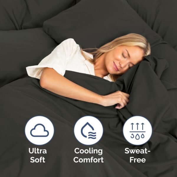 Queen Size 4 Piece Sheet Set - Comfy Breathable & Cooling Bed Sheets Set - Hotel Luxury Bedding for Women, Men, Kids, Teens, Boys & Girls - Deep Pockets, Ultra-Soft, Wrinkle Free - Oeko-Tex - Charcoal - Image 4