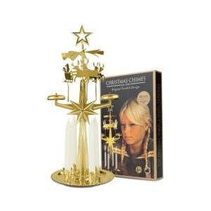 Original Swedish Christmas Chimes, Santa, Carousel and 4 Candles – Scandinavian Spinning Festive Chimes for Christmas, Best Memorial Gift Since 1948, Home Decorations - Brass