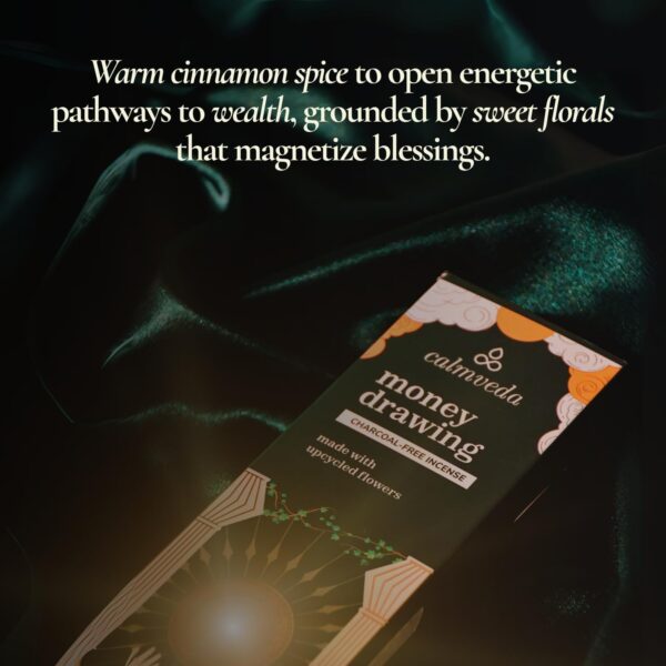 CALMVEDA Attract Money Incense Sticks - for Manifestating Abundance (80+ Sticks) with Aventurine Crystal Keychain for Unlocking Wealth | Spicy Aroma of Cinnamon Incense & Clove - Image 3