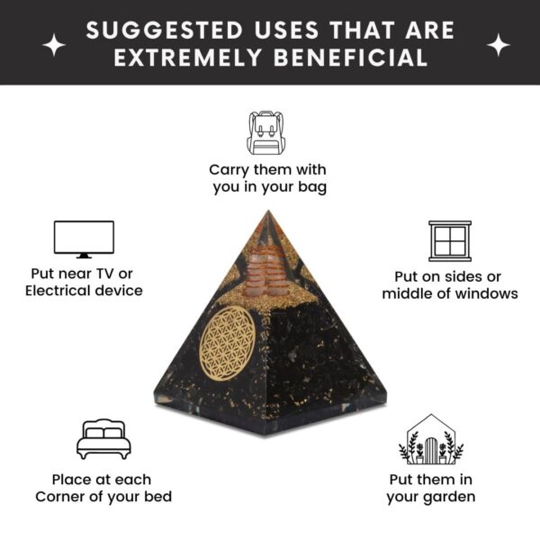 Agate Mart Energy Generator Black Tourmaline Orgonite Pyramids with Black Tourmaline Pendant - Healing- meditation orgonite pyramids E-Energy Protection and Protective Set - Image 4