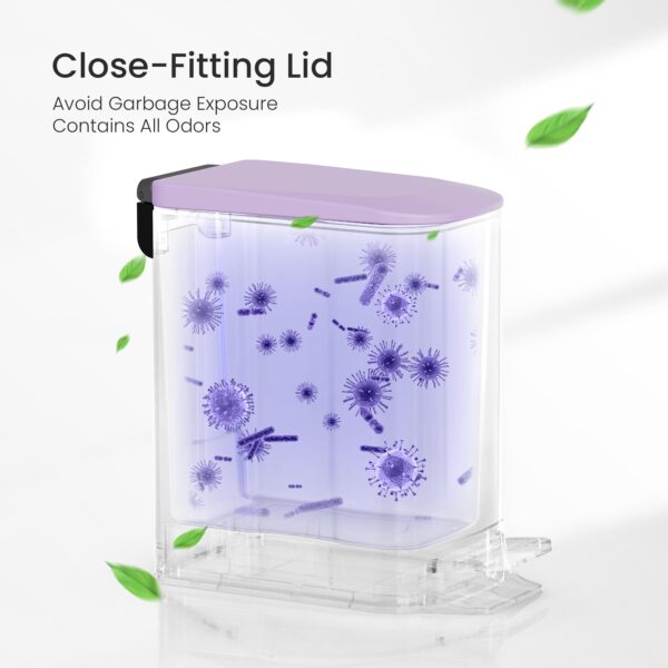 Cesun Small Bathroom Trash Can with Lid Soft Close, Step Pedal, 6 Liter / 1.6 Gallon Stainless Steel Garbage Can with Removable Inner Bucket, Anti-Fingerprint Finish (Purple) - Image 8