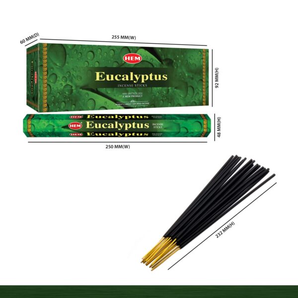 Hem Eucalyptus for Cleansing & Relaxing Incense Sticks - Pack of 6 (20 Sticks Each) - Image 2