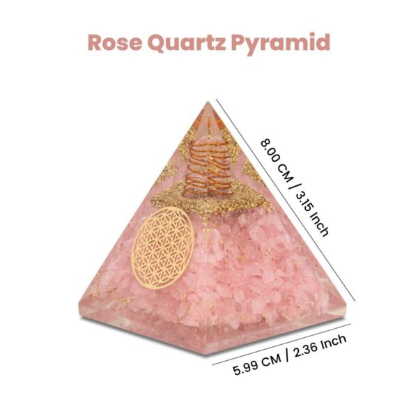 Agate Mart Rose Quartz Pyramid - Healing Crystals for Success - Amplify Meditation with Orgonite Energy, Includes Black Tourmaline Pendant - Image 6