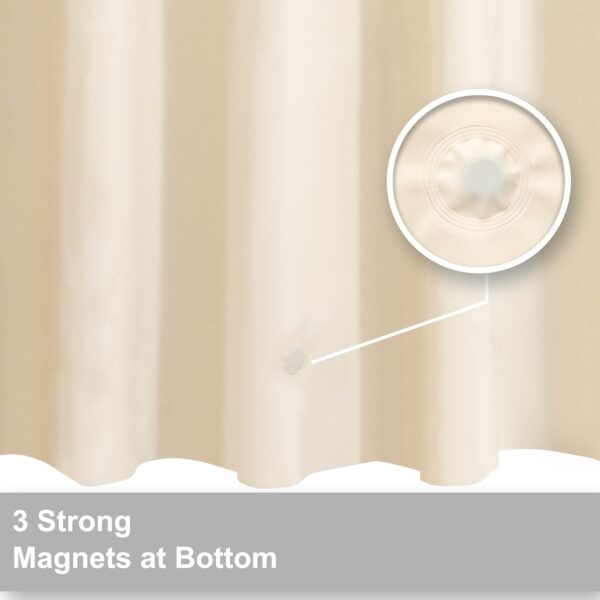 Barossa Design Beige Stall Shower Curtain Liner 36" W x 72" H - Waterproof PEVA Plastic Shower Liner for Small Bathroom Stall, Lightweight Bath Curtain with 3 Magnets & Metal Grommets - Beige - Image 2