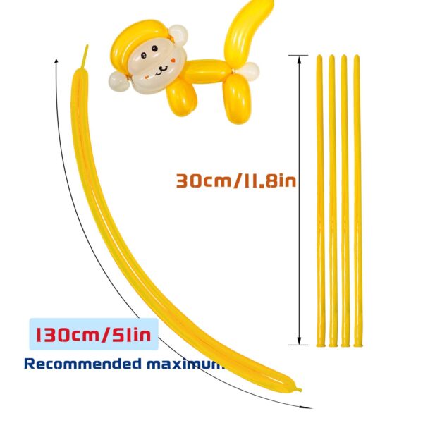 ZBYDNG Yellow 260 Long Skinny Twisting Animal Balloons, Rainbow Balloons for Animal Shapes Carnival Festival Party Supplies 100pcs - Image 3