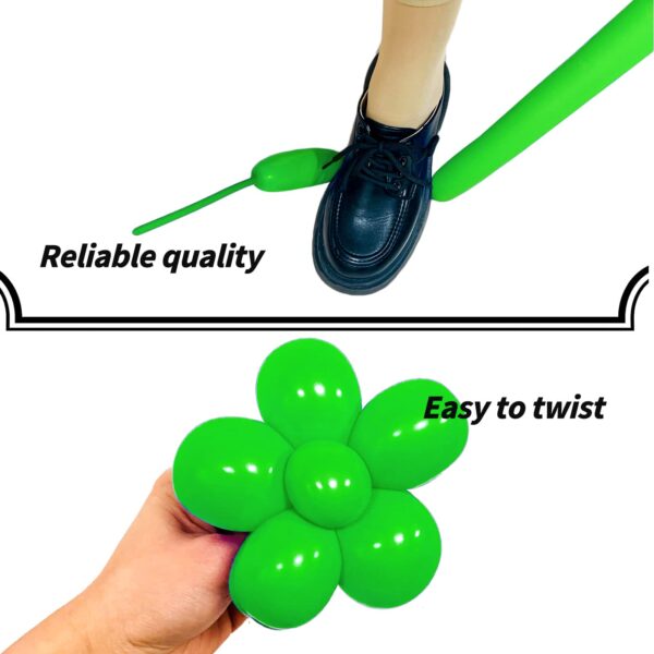 ZBYDNG Green 260 Long Thickening Balloons for Tying Balloon Arch, Twisting Latex Animals Magic Modeling Skinny Birthday Balloons for Kid‘s Party Wedding Decoartion 100pcs - Image 4