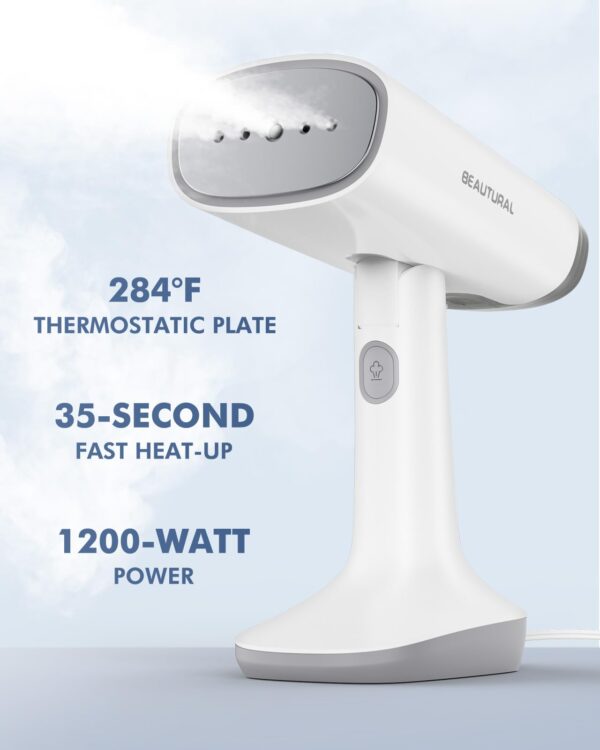 BEAUTURAL Travel Steamer for Clothes with Dual Voltage for Worldwide Use, Foldable Handheld Garment Fabric Wrinkle Remover, Portable Steam Iron, 35 Second Fast Heat-up, 1.9 Pounds - Image 4