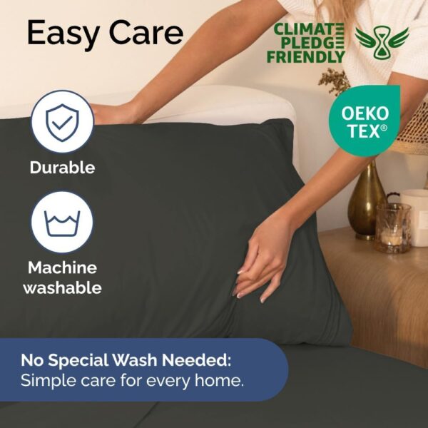 Queen Size 4 Piece Sheet Set - Comfy Breathable & Cooling Bed Sheets Set - Hotel Luxury Bedding for Women, Men, Kids, Teens, Boys & Girls - Deep Pockets, Ultra-Soft, Wrinkle Free - Oeko-Tex - Charcoal - Image 6