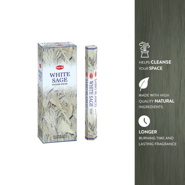 Hem White Sage Tubes Incense, 20g, Box of Six - Image 5
