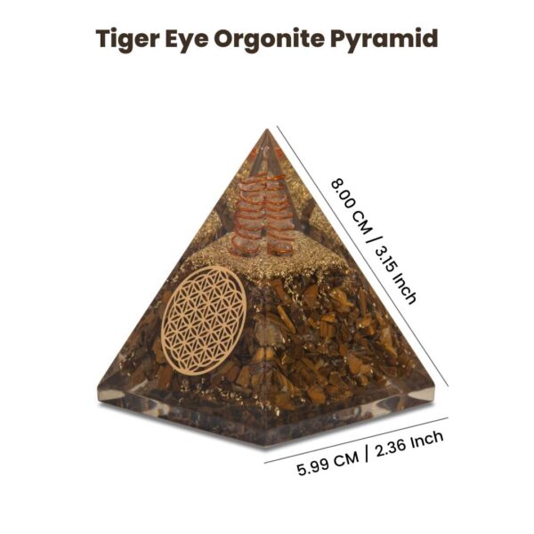 Agate Mart Tiger Eye Orgonite Pyramids with Black Tourmaline Pendant - Grounding and Protective Energy Set - Image 3