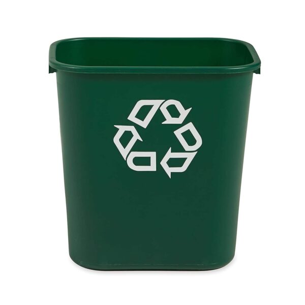 Rubbermaid Commercial Products Deskside Recycling Can, 7-Gallon/28-Quart, Green Recycling Symbol, Plastic, for Bedroom/Bathroom/Office, Fits Under Desk/Sink/Cabinet, Pack of 12 - Image 2