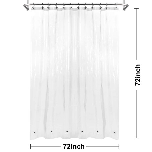 Shower Curtain Liner with 6 Magnets - Heavy Duty PEVA Plastic Shower Curtain for Bathroom, Waterproof Vinyl & See Through Bath Liner, Metal Grommets - Clear, 72x72 - Image 6