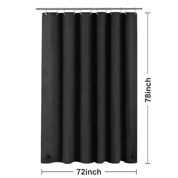 Barossa Design Black Long Shower Curtain Liner 78" Height - 3 Magnets & Waterproof Lightweight PEVA Shower Liner for Bath Tub, PVC Free, Metal Grommets, Black, 72x78 - Image 6