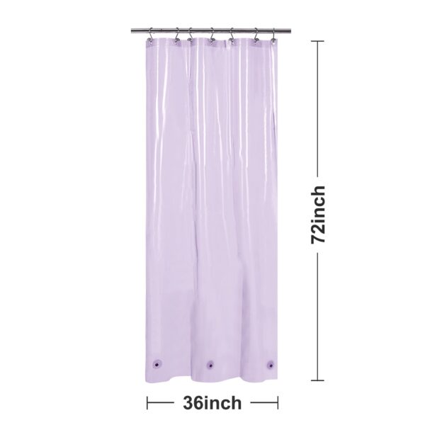 Barossa Design Clear Lavender Stall Shower Curtain Liner 36" W x 72" H - Waterproof Lightweight PEVA Plastic Shower Liner for Small Bathroom, 3 Bottom Magnets & Metal Grommets - Clear Lavender - Image 7