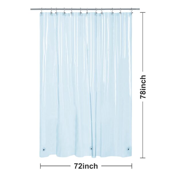 Barossa Design Clear Blue Long Shower Curtain Liner 78" Height - 3 Magnets & Waterproof Lightweight PEVA Shower Liner for Bath Tub, PVC Free, Metal Grommets, Clear Blue, 72x78 - Image 7