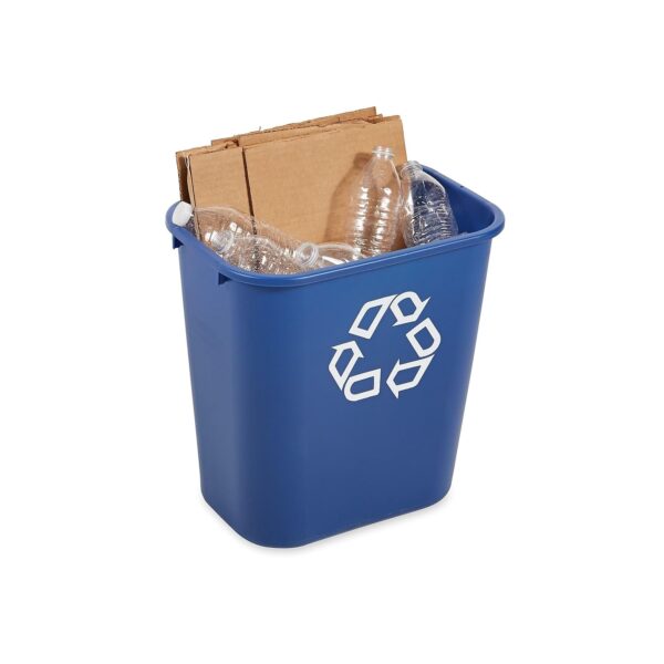 Rubbermaid Commercial Products Deskside Recycling Can, 7-Gallon/28-Quart, Blue Recycling Symbol, Plastic, for Bedroom/Bathroom/Office/Under Desk/Sink - Image 4