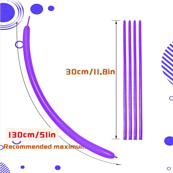 ZBYDNG Purple 260 Long Skinny Twisting Animal Balloons, Rainbow Balloons for Animal Shapes Carnival Festival Party Supplies 100pcs - Image 3