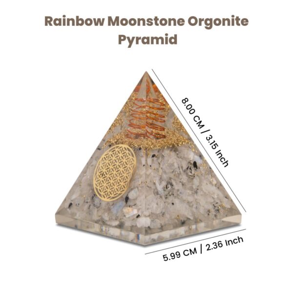 Agate Mart Orgonite Pyramids featuring Moonstone and Black Tourmaline Pendant - Emitting Vibrant Energy Pyramid for Anti-stress - Calmness – Growth – Strength – Healing Crystal Gemstone - Image 8