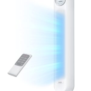 Dreo Tower Fan for Bedroom, 25ft/s Velocity Quiet Floor Fan, 90° Oscillating Fans for Indoors with 4 Speeds, 4 Modes, 8H Timer, Standing Fans, Bladeless Fan, White, Nomad One (DR-HTF007)