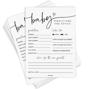 GardenCity 50 Large Baby Predictions Cards, Advice and Wishes, Fun Baby Shower Games for Boy or Girl, Gender Neutral - Minimalist