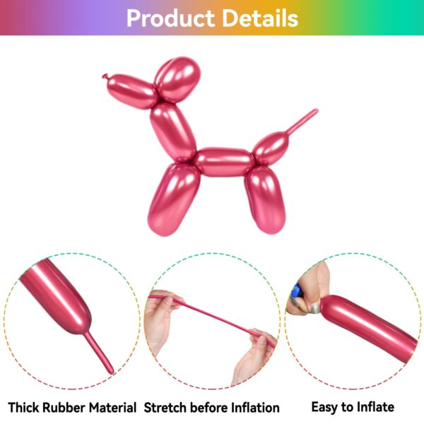 ZBYDNG Metallic Multi Long Balloons Premium 260 Twisting Animals Magic Balloons for Birthday Kids Wedding Party Supply 100pcs - Image 3