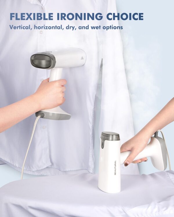BEAUTURAL Travel Steamer for Clothes with Dual Voltage for Worldwide Use, Foldable Handheld Garment Fabric Wrinkle Remover, Portable Steam Iron, 35 Second Fast Heat-up, 1.9 Pounds - Image 5
