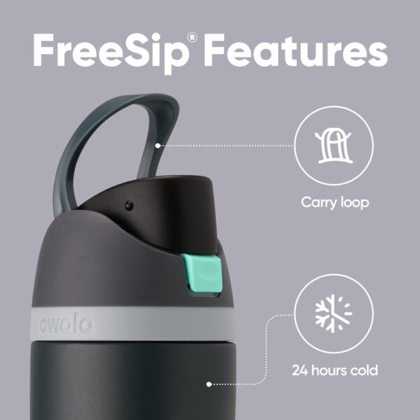 Owala FreeSip Insulated Stainless Steel Water Bottle with Straw for Sports, Travel, and School BPA-Free Sports Water Bottle, 24 oz, Foggy Tide - Image 2
