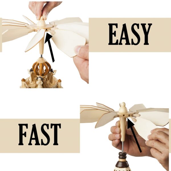 USA SUPREME 21 pc Full Repair Parts and Replacement Kit for German Christmas Pyramid Carousels and Christmas Windmill-12 Fans, 6 Candle Holders, Fan Blades Holder and Nub. - Image 6