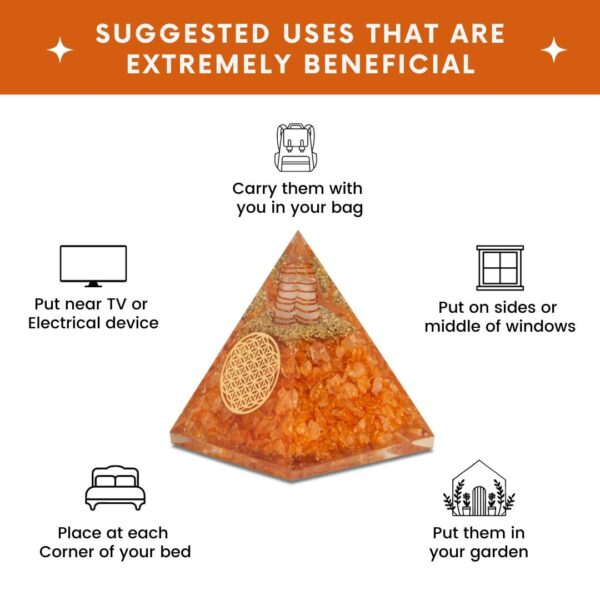Agate Mart Citrine Orgonite Pyramids - Healing Crystals Pyramid for Positive Energy And Meditation Yoga Positive Energy Crystal That Promotes Wealth, Prosperity and attracts Success - Image 2