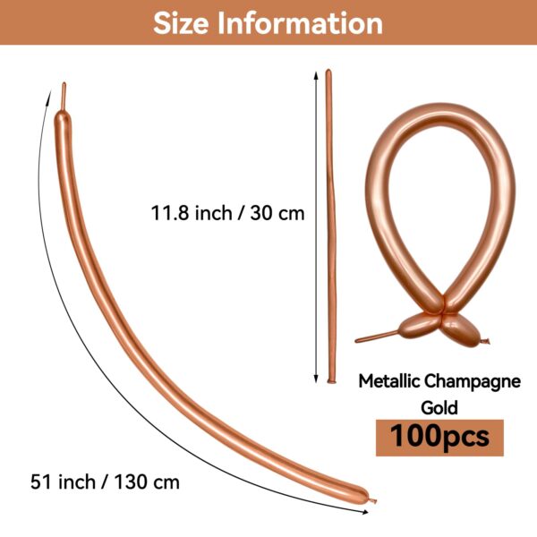 ZBYDNG Metallic Champagne Gold Long Balloons Premium 260 Twisting Animals Magic Balloons for Birthday Kids Wedding Party Supply 100pcs - Image 2
