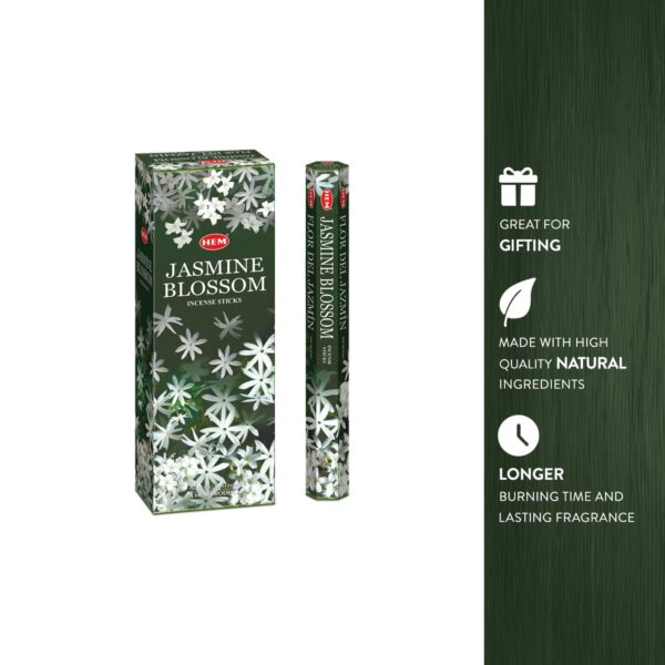 Jasmine Blossom - Box of Six 20 Stick Hex Tubes - HEM Incense Hand Rolled In India - Image 3