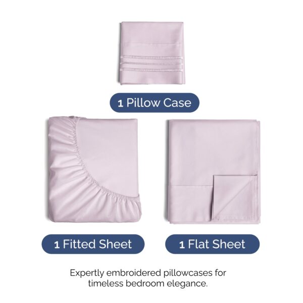 Twin XL Size 3 Piece Sheet Set - Comfy Breathable & Cooling Bed Sheets Set - Hotel Luxury Bedding for Women, Men, Kids, Teens, Boys & Girls - Deep Pockets and Wrinkle Free - Oeko-Tex - Light Lavender - Image 2