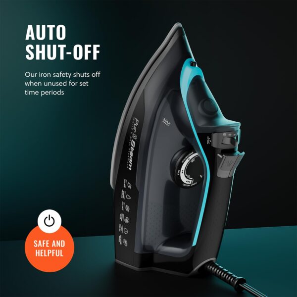 Pursteam SteamBurst+ 1750W Steam Iron, Ceramic Soleplate, Adjustable Steam, Burst of Steam, Self-Clean, Anti-Calc, Anti-Drip, Powerful & Long-Lasting Steam for All Fabrics - Image 8