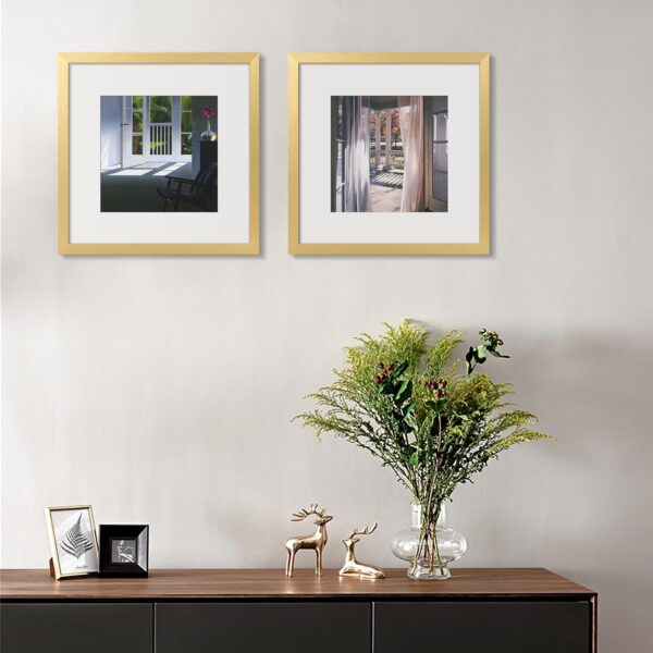upsimples 12x12 Picture Frame, Display Pictures 8x8 with Mat or 12 x 12 Without, Wall Hanging Square Frames, Gold, 1 Pack - Image 2