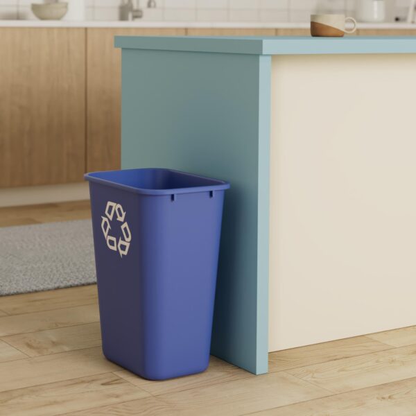 Rubbermaid Commercial Products Deskside Recycling Can, 10.25-Gallon/41-Quart, Blue Recycling Symbol, Plastic, for Bedroom/Bathroom/Office/Under Desk/Sink - Image 2