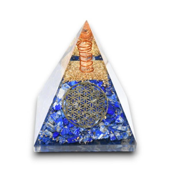 Agate Mart Lapis Lazuli Orgonite Pyramid - Healing Crystals for Success - Elevate Meditation with Orgonite Energy, Includes Black Tourmaline Pendant - Image 8