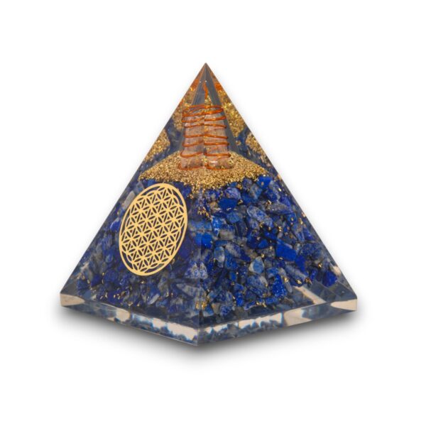 Agate Mart Lapis Lazuli Orgonite Pyramid - Healing Crystals for Success - Elevate Meditation with Orgonite Energy, Includes Black Tourmaline Pendant - Image 2