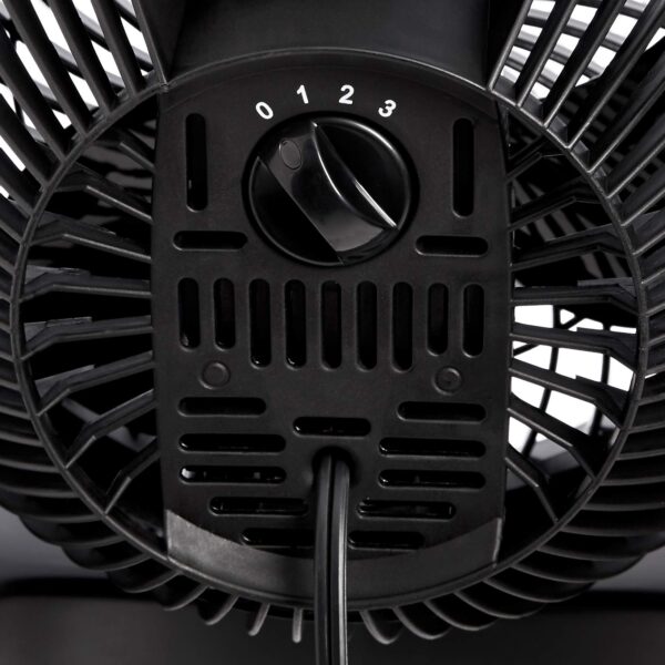 Amazon Basics Air Circulator Fan, Desk Fan for Bedroom, Home and Office, With 90-Degree Tilt Head, 3 Speed Settings, Lightweight (3 LBS), 35 Watts, Black, 11.1"W x 6.3"D x 10.9"H - Image 4