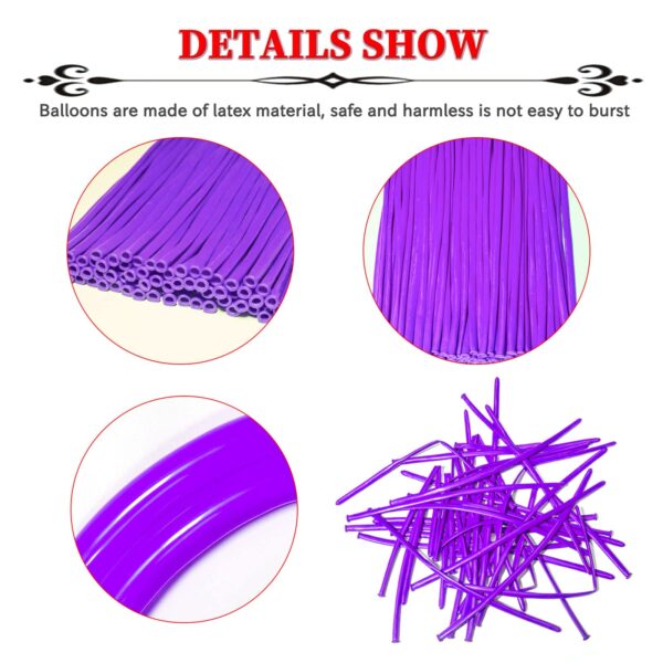 ZBYDNG Purple 260 Long Skinny Twisting Animal Balloons, Rainbow Balloons for Animal Shapes Carnival Festival Party Supplies 100pcs - Image 2